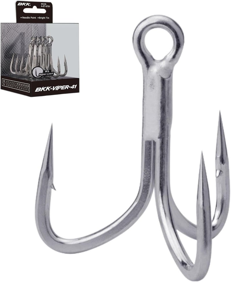 BKK VIPER-41 Treble Hook | 4X | Saltwater Corrosion Resistant Bright Tin Coating | Hand Ground Point | Heavy Duty Lure Hook, Popping, Stickbaits - Image 1
